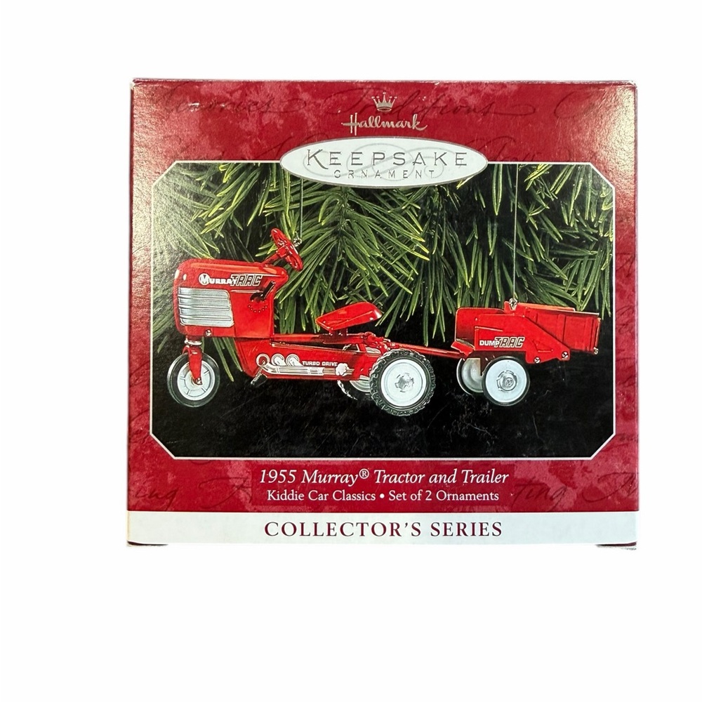 Hallmark Red‎ 1955 Murray Tractor & Trailer Keepsake Ornament Set